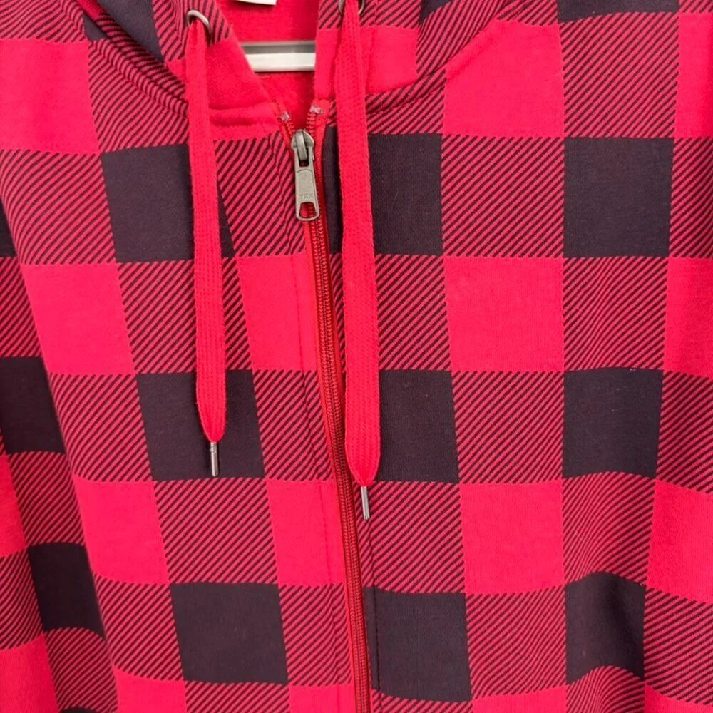 ❤️  Red & Black Buffalo Plaid Zip Hoodie (XL)